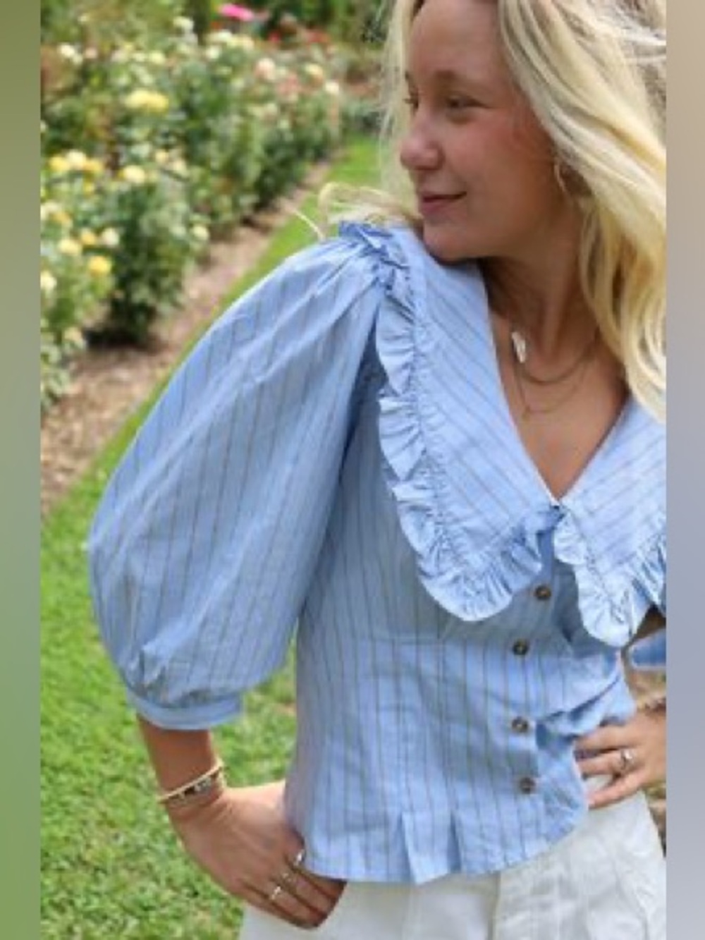 NWT Sofie the Label Blue Stripes Blouse size Medium